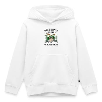 Style BD de batterie verte - Sweat Premium à capuche enfant bio - blanc - Devant - AI Model Kid Female (0cm)