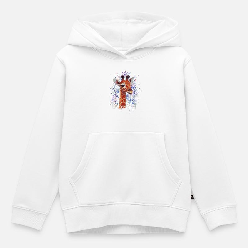 Girafe - Girafe - Girafe Cool - Sweat Premium à capuche enfant bio - blanc