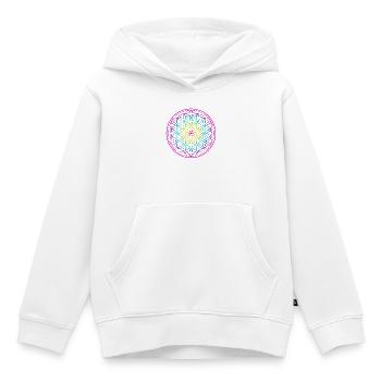Fleur arc-en-ciel de la Vie Fleur de la Vie - Sweat Premium à capuche enfant bio - blanc - Devant - AI Model Kid Female (0cm)