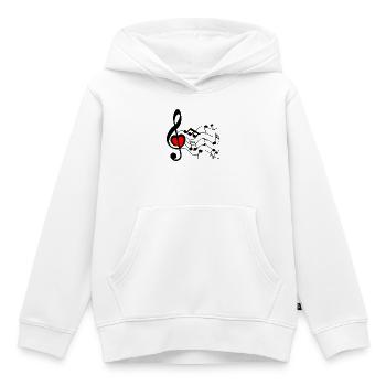 Clé de sol avec coeur et noix - Sweat Premium à capuche enfant bio - blanc - Devant - AI Model Kid Female (0cm)