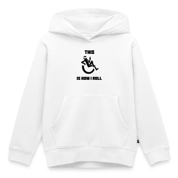 Das ist, als würde ich mich in meinem Rollstuhl wälzen* - Kinder Premium Organic Hoodie - Weiß - Vorne - AI Model Kid Female (0cm)