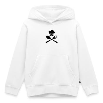 Fourchette et cuillère - Sweat Premium à capuche enfant bio - blanc - Devant - AI Model Kid Female (0cm)