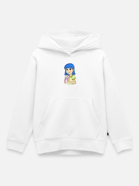 Anime Mädchen mit bubble tea - Kinder Premium Organic Hoodie - Weiß