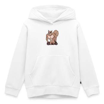 Écureuils avec muscles - Sweat Premium à capuche enfant bio - blanc - Devant - AI Model Kid Female (0cm)