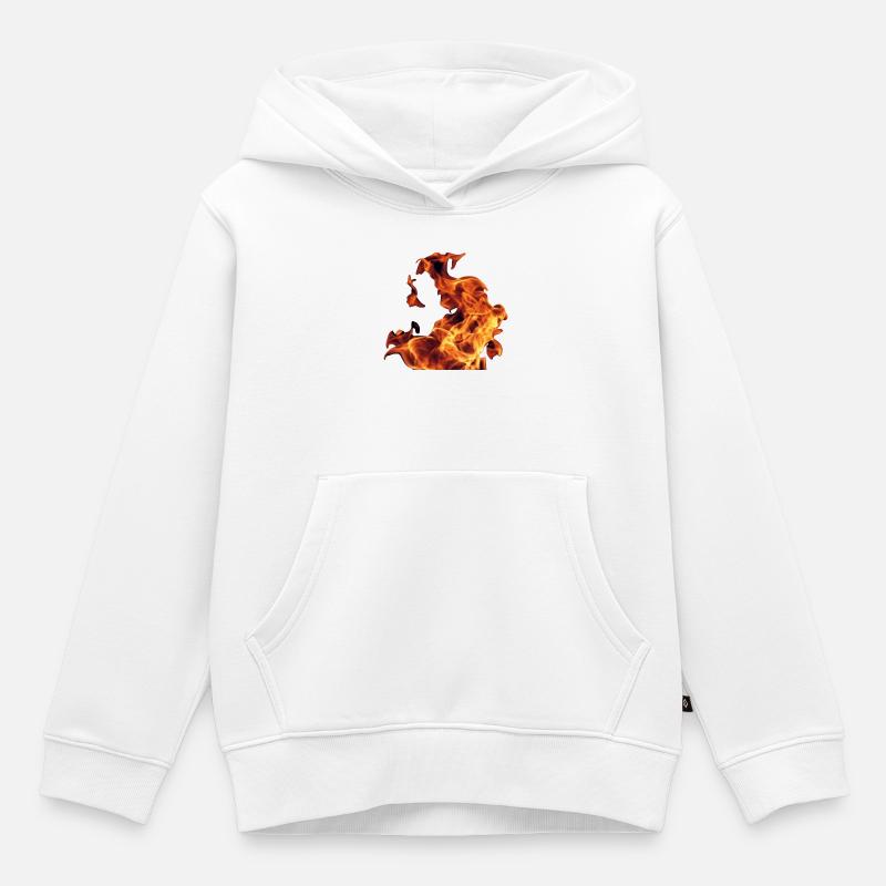 Flammes abstraites sur noir - Sweat Premium à capuche enfant bio - blanc