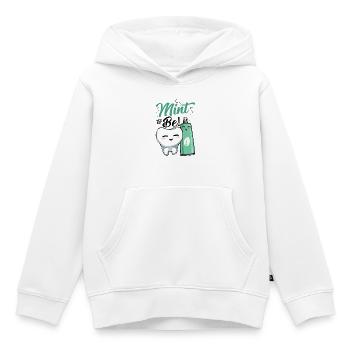 Dessin animé Mint Tooth Joy - Sweat Premium à capuche enfant bio - blanc - Devant - AI Model Kid Female (0cm)