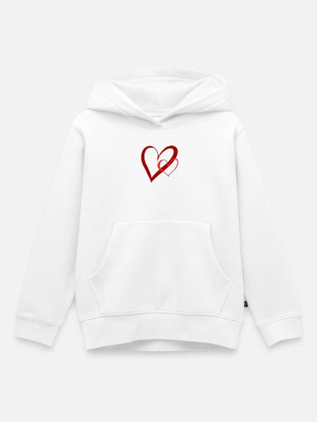 Herz - Kinder Premium Organic Hoodie - Weiß