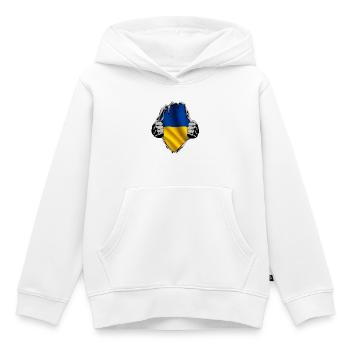 Ukraine under the shirt - Kids Premium Organic Hoodie - white - Front - AI Model Kid Female (0cm)