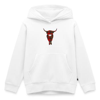 Tartan Highland Coo - Sweat Premium à capuche enfant bio - blanc - Devant - AI Model Kid Female (0cm)