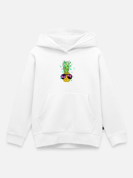 Ananas mit cooler Beach Sonnenbrille - Kinder Premium Organic Hoodie - Weiß