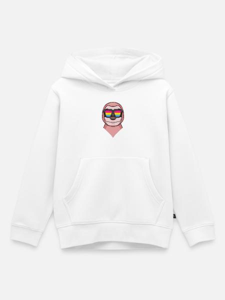 Paresseux pansexuel - paresseux avec des lunettes - Sweat Premium à capuche enfant bio - blanc