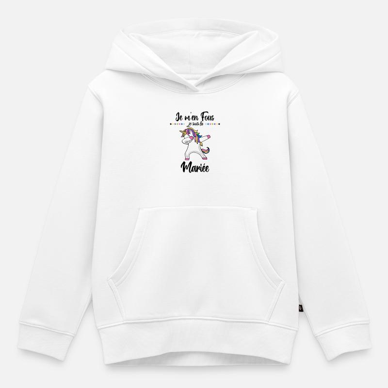 Je suis la future mariée evjf cadeau jeune fille - Sweat Premium à capuche enfant bio - blanc