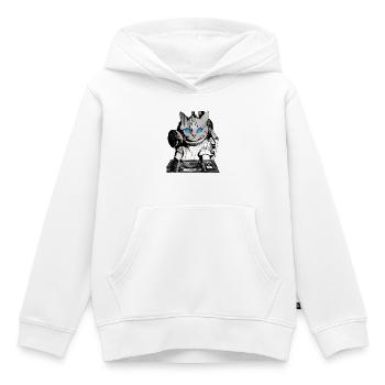 DJ Katze mit Mischpult - Kinder Premium Organic Hoodie - Weiß - Vorne - AI Model Kid Female (0cm)