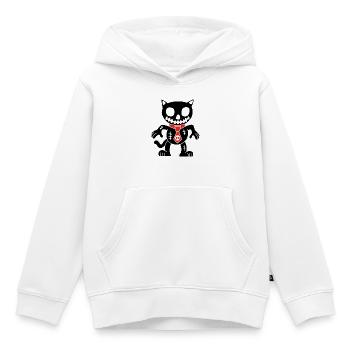 Chat noir poupée vaudou - Sweat Premium à capuche enfant bio - blanc - Devant - AI Model Kid Female (0cm)
