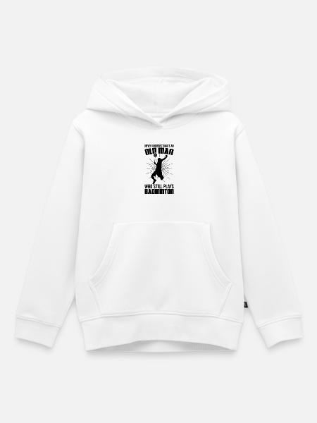 Alter Badmintonspieler - Kinder Premium Organic Hoodie - Weiß