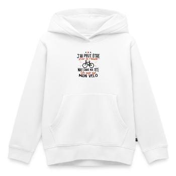Dans Ma Tête Je suis sur Mon Vélo Humour Cyclisme - Sweat Premium à capuche enfant bio - blanc - Devant - AI Model Kid Female (0cm)