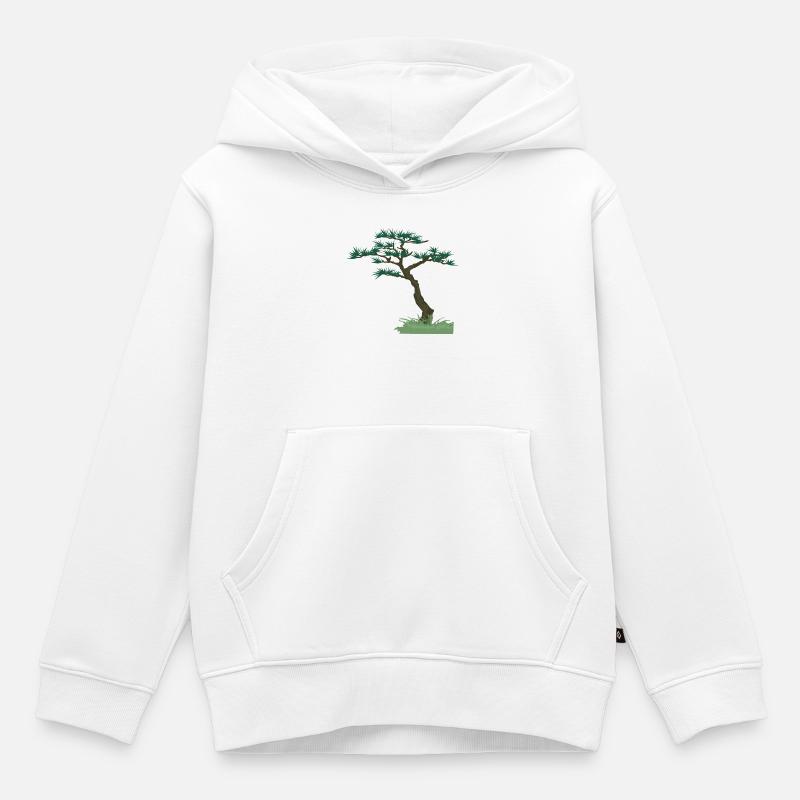 Vieux Arbre | Arbre noueux - Sweat Premium à capuche enfant bio - blanc