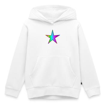 ETOILE. ETOILES. STAR. FÊTE. ANNIVERSAIRE. NOËL - Sweat Premium à capuche enfant bio - blanc - Devant - AI Model Kid Female (0cm)