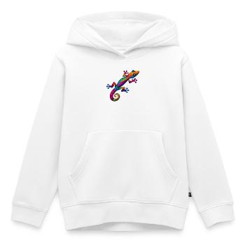 Gecko - Sweat Premium à capuche enfant bio - blanc - Devant - AI Model Kid Female (0cm)