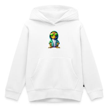 Dj Club Cooler Dino with sunglasses festival - Kids Premium Organic Hoodie - white - Front - AI Model Kid Female (0cm)