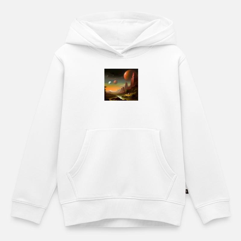 Planète univers ciel - Sweat Premium à capuche enfant bio - blanc