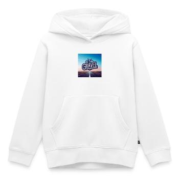 Gravelbike auf der Straße - Kinder Premium Organic Hoodie - Weiß - Vorne - AI Model Kid Female (0cm)