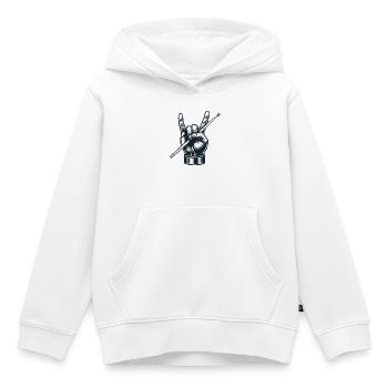 Schlagzeuger Drummer Band Metal Pose Pommesgabel - Kinder Premium Organic Hoodie - Weiß - Vorne - AI Model Kid Female (0cm)