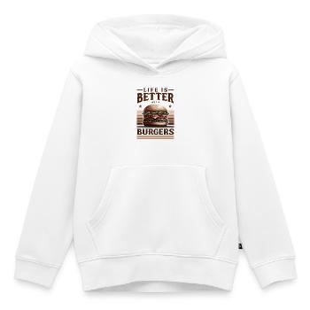 Joie de vivre with burger motif - Kids Premium Organic Hoodie - white - Front - AI Model Kid Female (0cm)