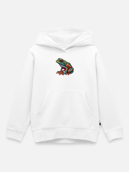Frosch - Kinder Premium Organic Hoodie - Weiß