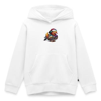 Canard mandarin - Sweat Premium à capuche enfant bio - blanc - Devant - AI Model Kid Female (0cm)