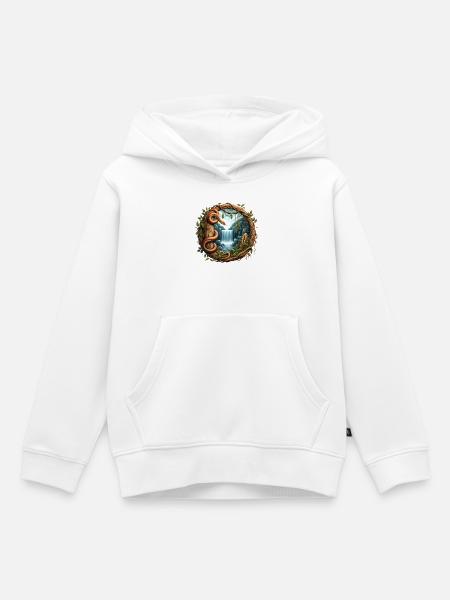 Schlange vor Wasserfall - Kinder Premium Organic Hoodie - Weiß