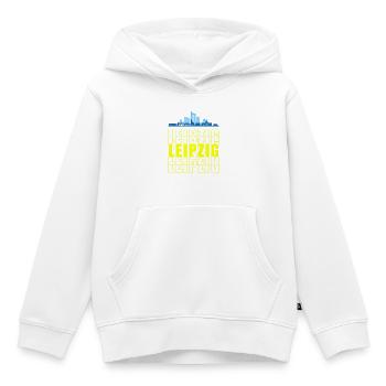 Ville de foire, Leipzig, silhouette de Saxe - Sweat Premium à capuche enfant bio - blanc - Devant - AI Model Kid Female (0cm)