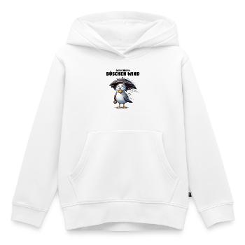 Möwe Sturm Schietwetter, Dat is nur'n büschen Wind - Kinder Premium Organic Hoodie - Weiß - Vorne - AI Model Kid Female (0cm)