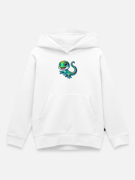 Gecko - Kinder Premium Organic Hoodie - Weiß