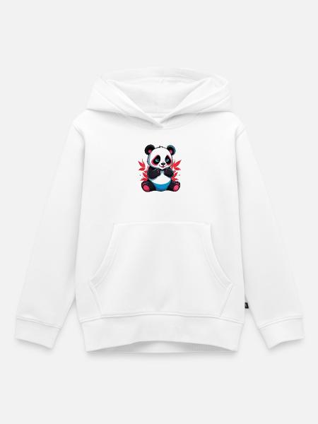 Panda Bär - Kinder Premium Organic Hoodie - Weiß