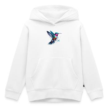 Hummingbird - Kids Premium Organic Hoodie - white - Front - AI Model Kid Female (0cm)