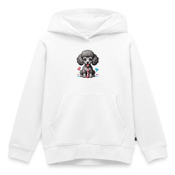 Playful Black Poodle - Kids Premium Organic Hoodie - white - Front - AI Model Kid Female (0cm)
