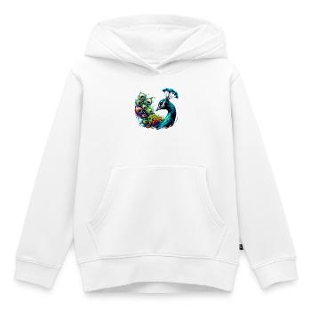 Paon - Sweat Premium à capuche enfant bio - blanc - Devant - AI Model Kid Female (0cm)