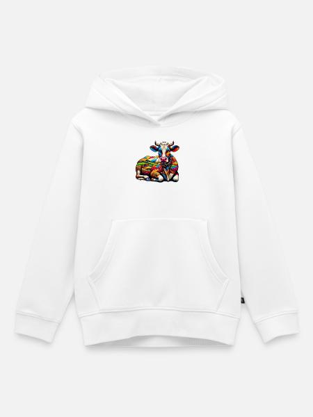 Kuh - Kinder Premium Organic Hoodie - Weiß