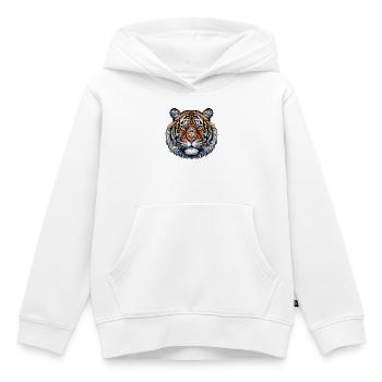 Tigre - Sweat Premium à capuche enfant bio - blanc - Devant - AI Model Kid Female (0cm)