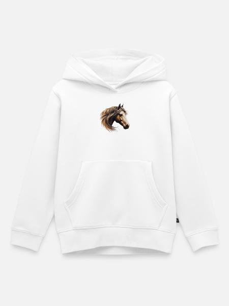 Pferd - Kinder Premium Organic Hoodie - Weiß