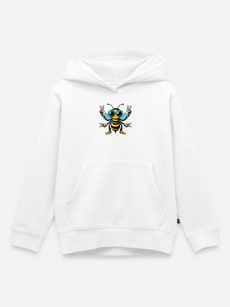 Biene mit Sonnenbrille - Kinder Premium Organic Hoodie - Weiß