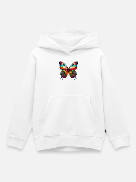 Schmetterling - Kinder Premium Organic Hoodie - Weiß