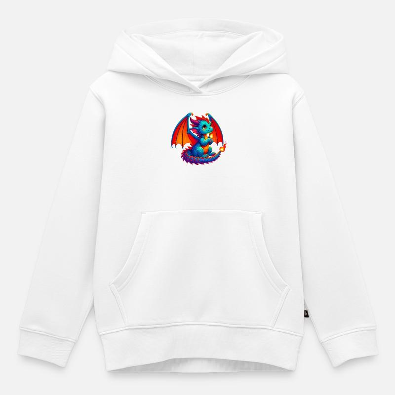 Drache - Kinder Premium Organic Hoodie - Weiß