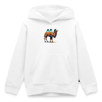 Chameau - Sweat Premium à capuche enfant bio - blanc - Devant - AI Model Kid Female (0cm)