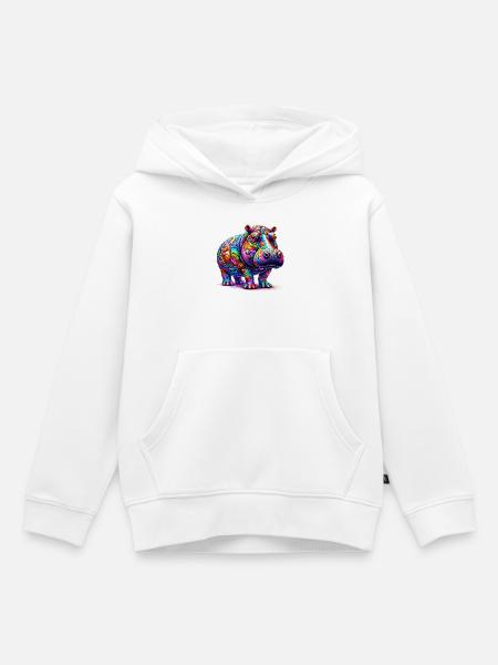 Nilpferd - Kinder Premium Organic Hoodie - Weiß