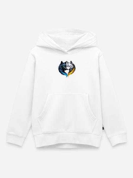 Majestätische Wolfsköpfe. - Kinder Premium Organic Hoodie - Weiß