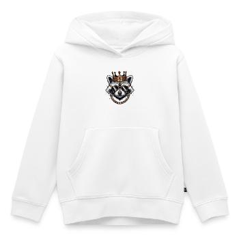 Cooler Waschbärkönig mit Crown Urban Swag - Kinder Premium Organic Hoodie - Weiß - Vorne - AI Model Kid Female (0cm)
