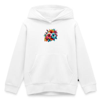 Fleurs d’hibiscus - Sweat Premium à capuche enfant bio - blanc - Devant - AI Model Kid Female (0cm)