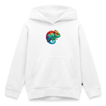 Caméléon - Sweat Premium à capuche enfant bio - blanc - Devant - AI Model Kid Female (0cm)